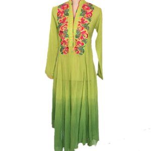 Chinyere Green 3-Piece Ombré Shirt/Kameez & Stole